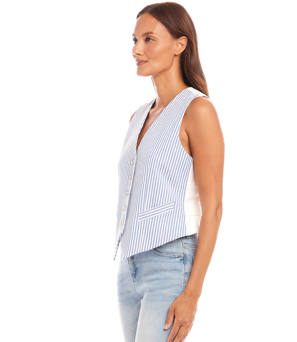 Stripe Button-Up Vest