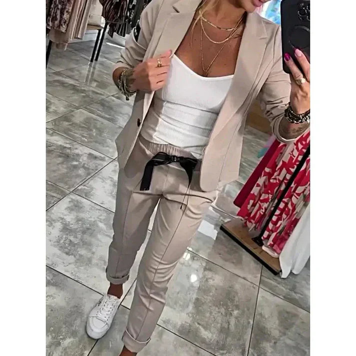Luna Classic - Women’s Casual Solid-Color Two-Piece Set