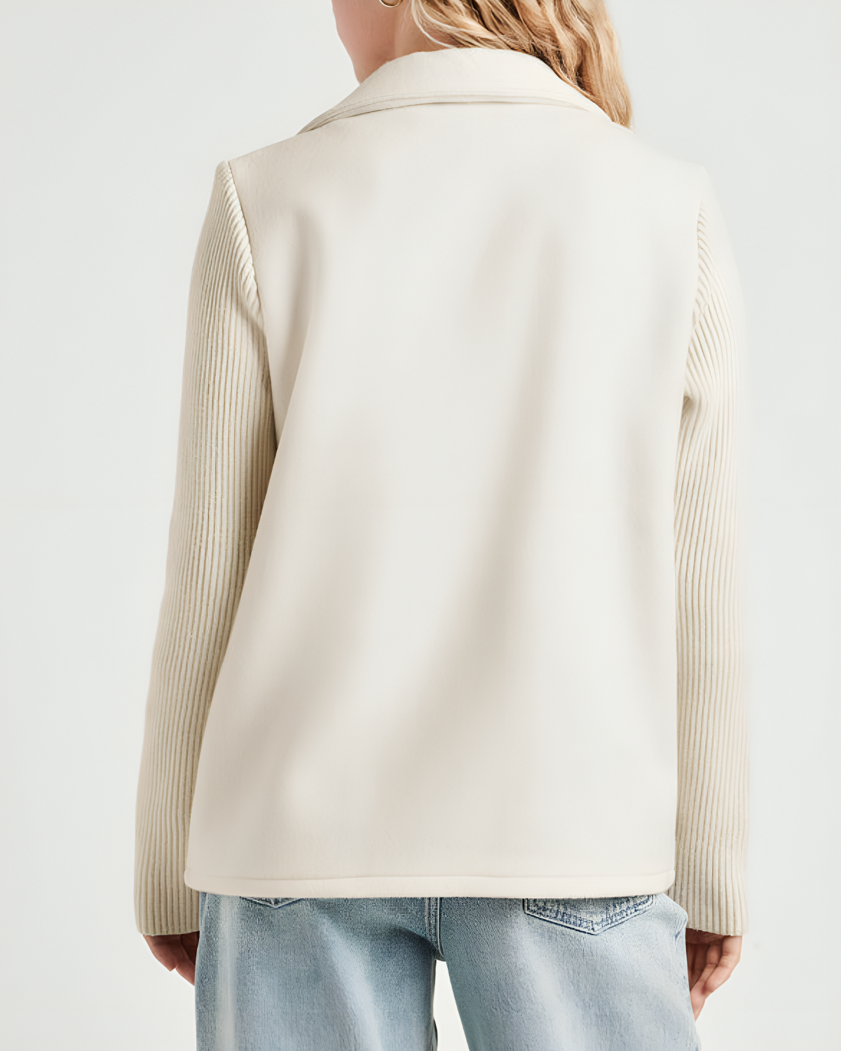 Elegant Blazer with Knitted Sleeves
