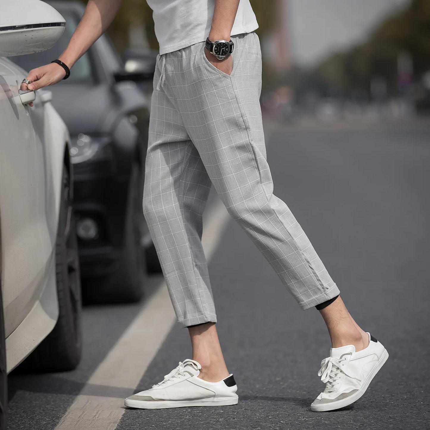 Vince Checkered Slim Pants