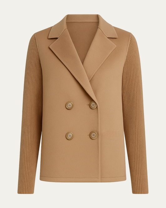 Elegant Blazer with Knitted Sleeves