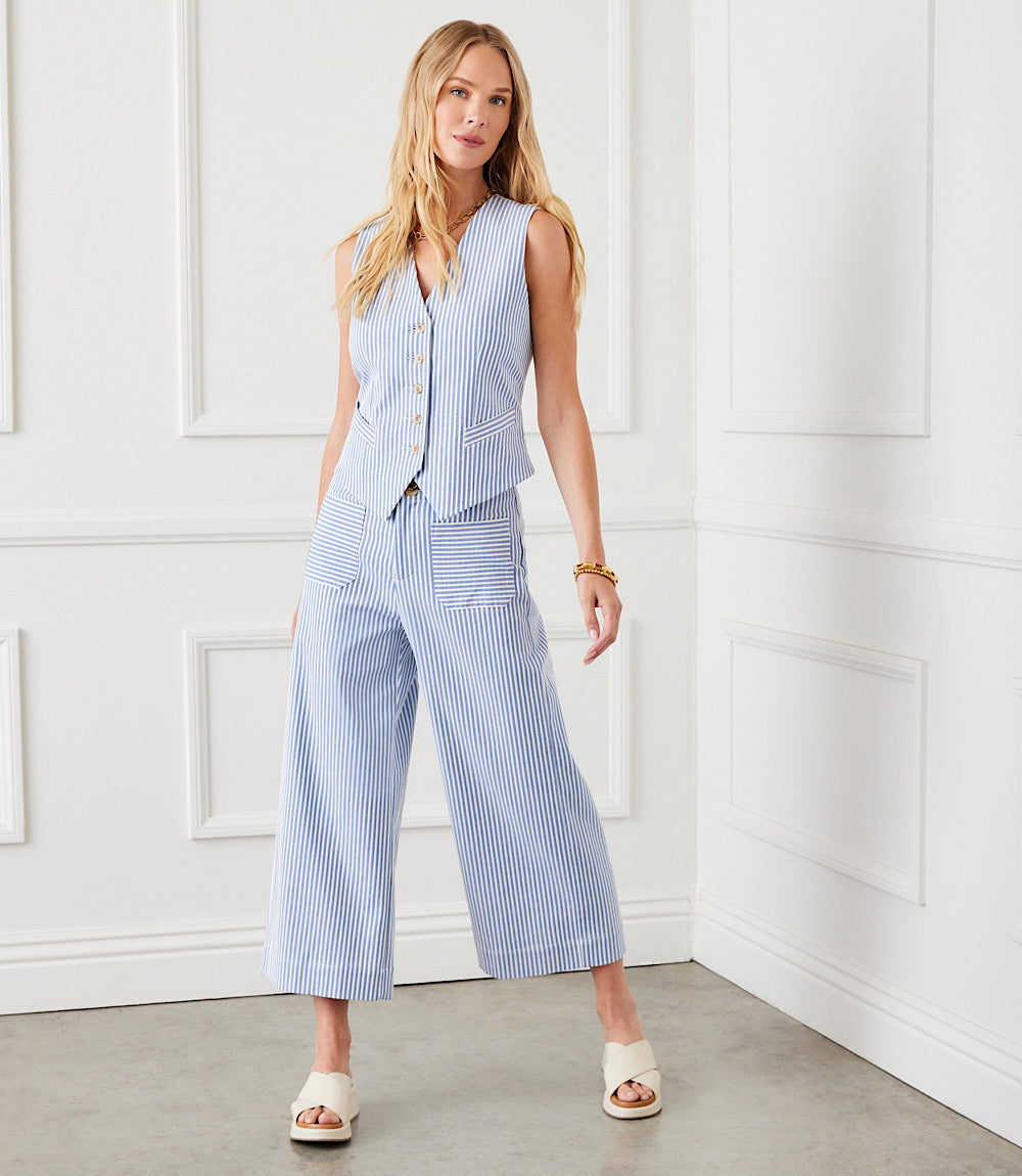 Stripe Button-Up Vest