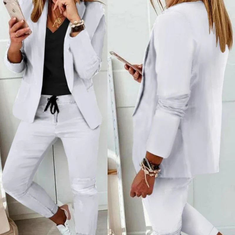 Luna Classic - Women’s Casual Solid-Color Two-Piece Set