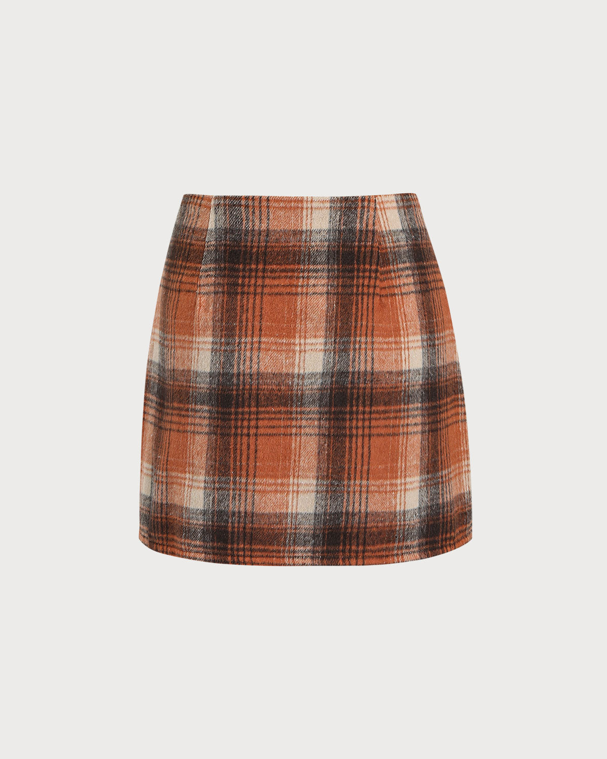 Orange Plaid Natural Waisted Mini Skirt
