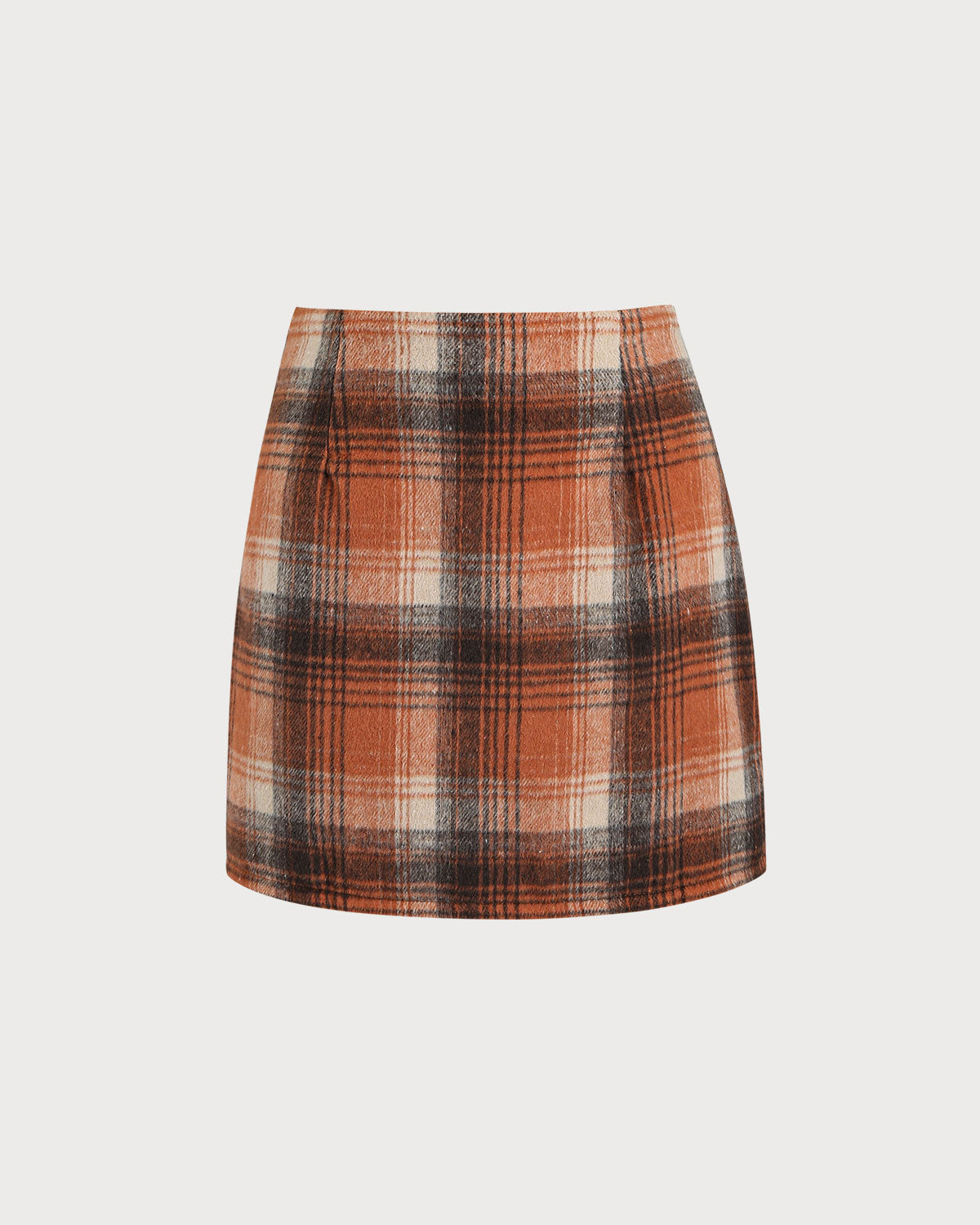 Orange Plaid Natural Waisted Mini Skirt