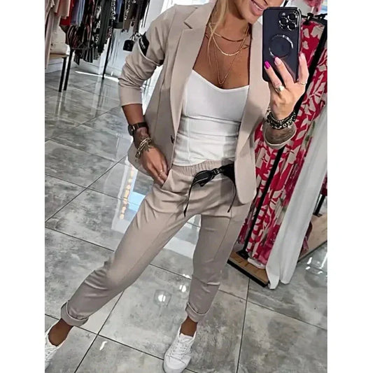 Luna Classic - Women’s Casual Solid-Color Two-Piece Set