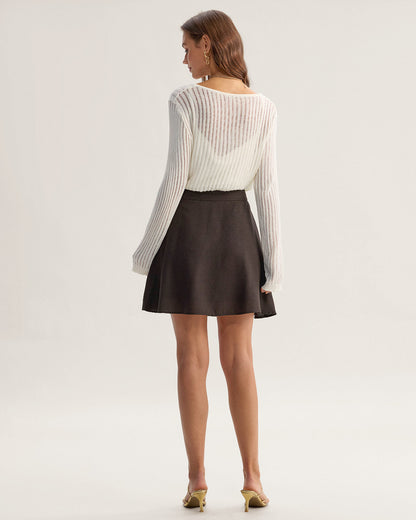 Beige Textured Pullover Two-Piece Set