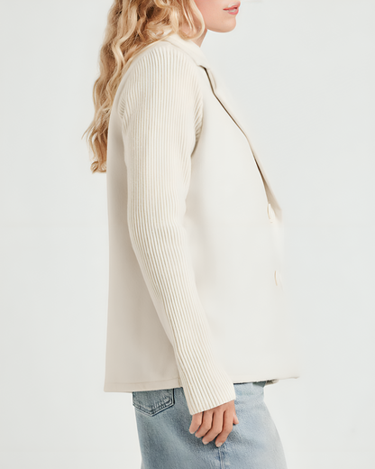 Elegant Blazer with Knitted Sleeves