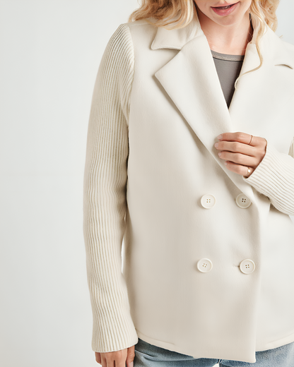Elegant Blazer with Knitted Sleeves