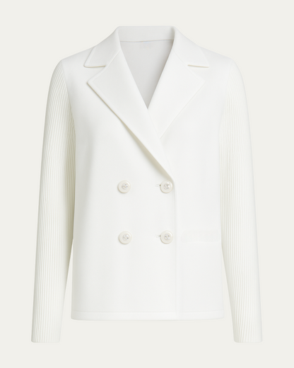 Elegant Blazer with Knitted Sleeves
