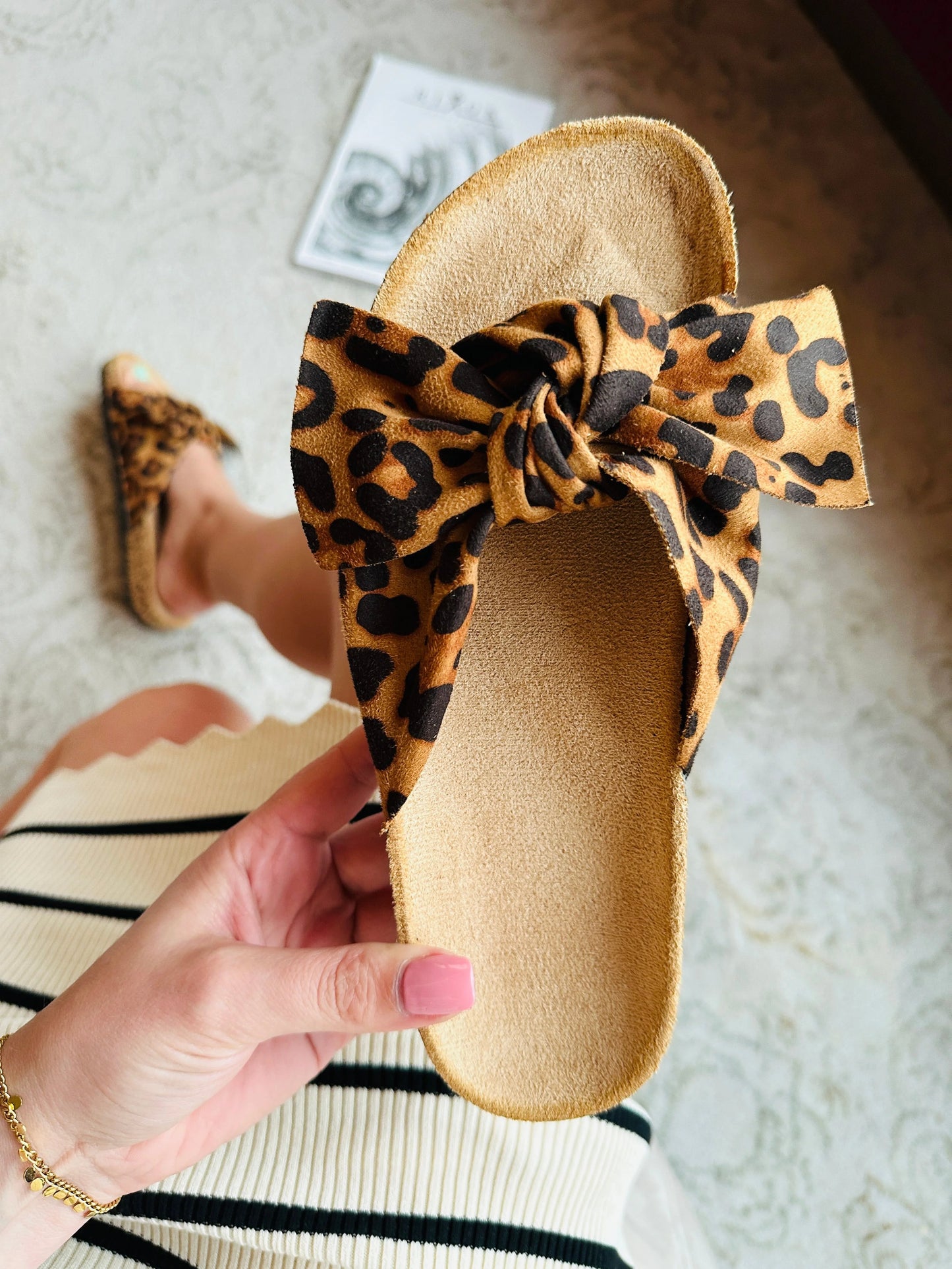 Kira Leopard Bow Sandals