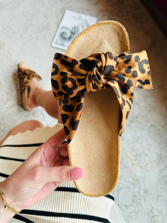 Kira Leopard Bow Sandals