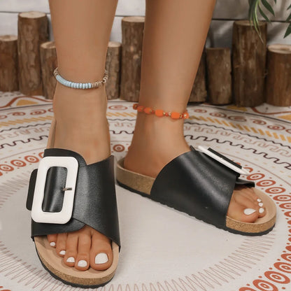 Lila Open-Toe Slip-On Sandals