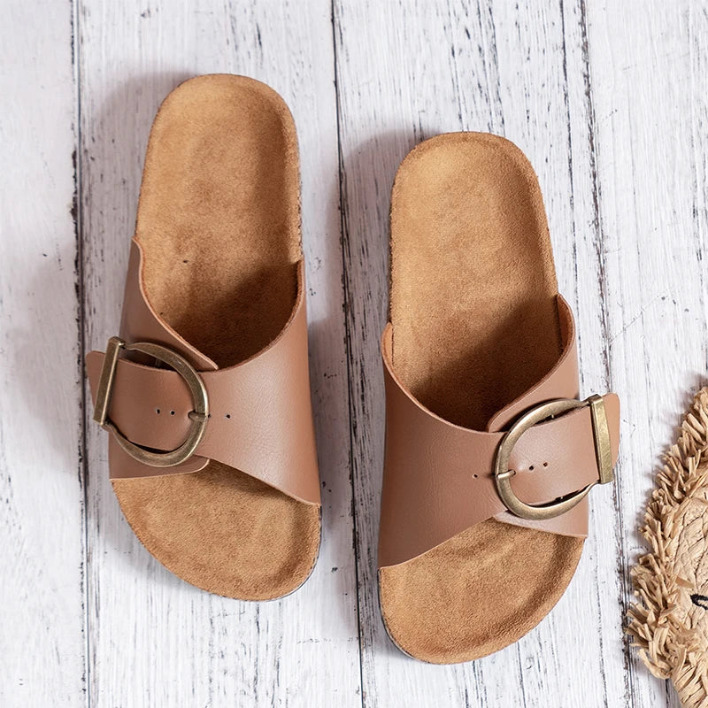 Ava Simple Buckle Slides