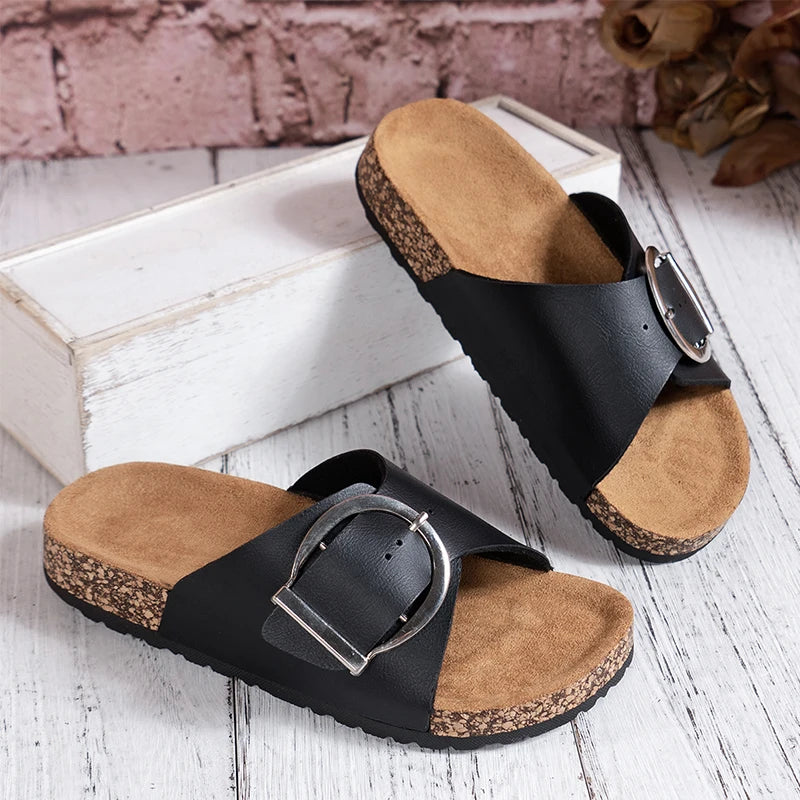 Ava Simple Buckle Slides