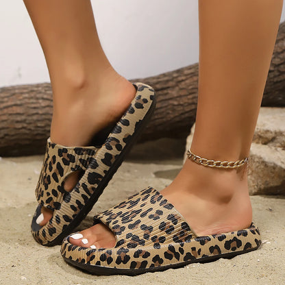 Zuri Leopard Shower Slides