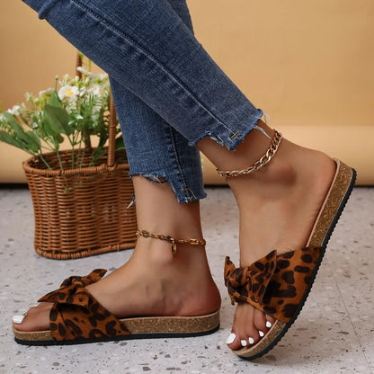 Kira Leopard Bow Sandals