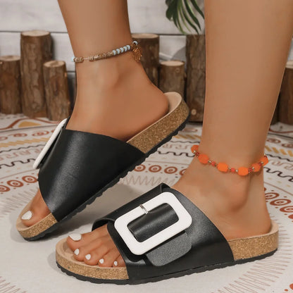 Lila Open-Toe Slip-On Sandals