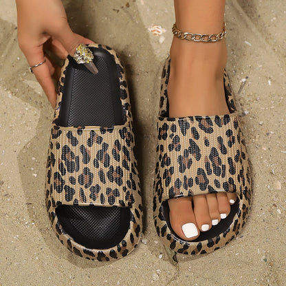 Zuri Leopard Shower Slides