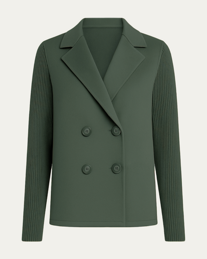 Elegant Blazer with Knitted Sleeves