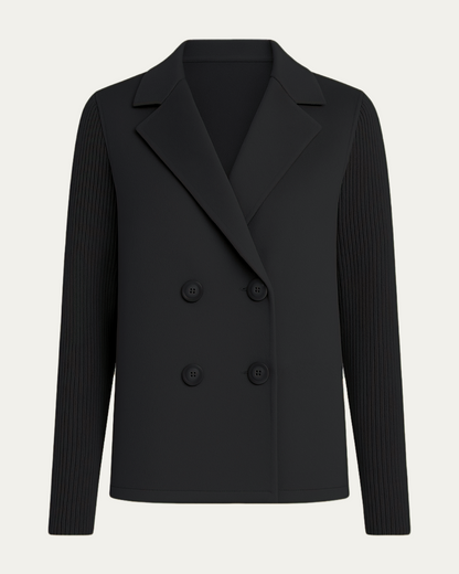 Elegant Blazer with Knitted Sleeves