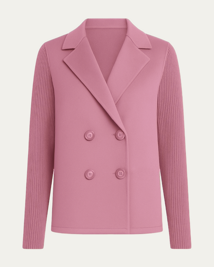 Elegant Blazer with Knitted Sleeves
