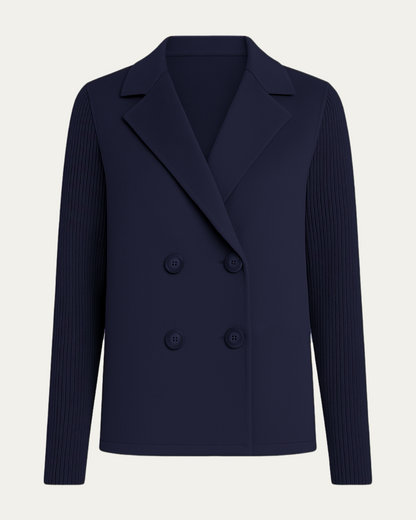 Elegant Blazer with Knitted Sleeves
