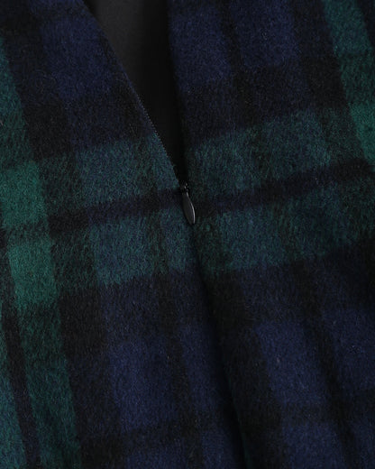 Green Plaid Straight Mini Skirt
